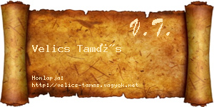 Velics Tamás névjegykártya